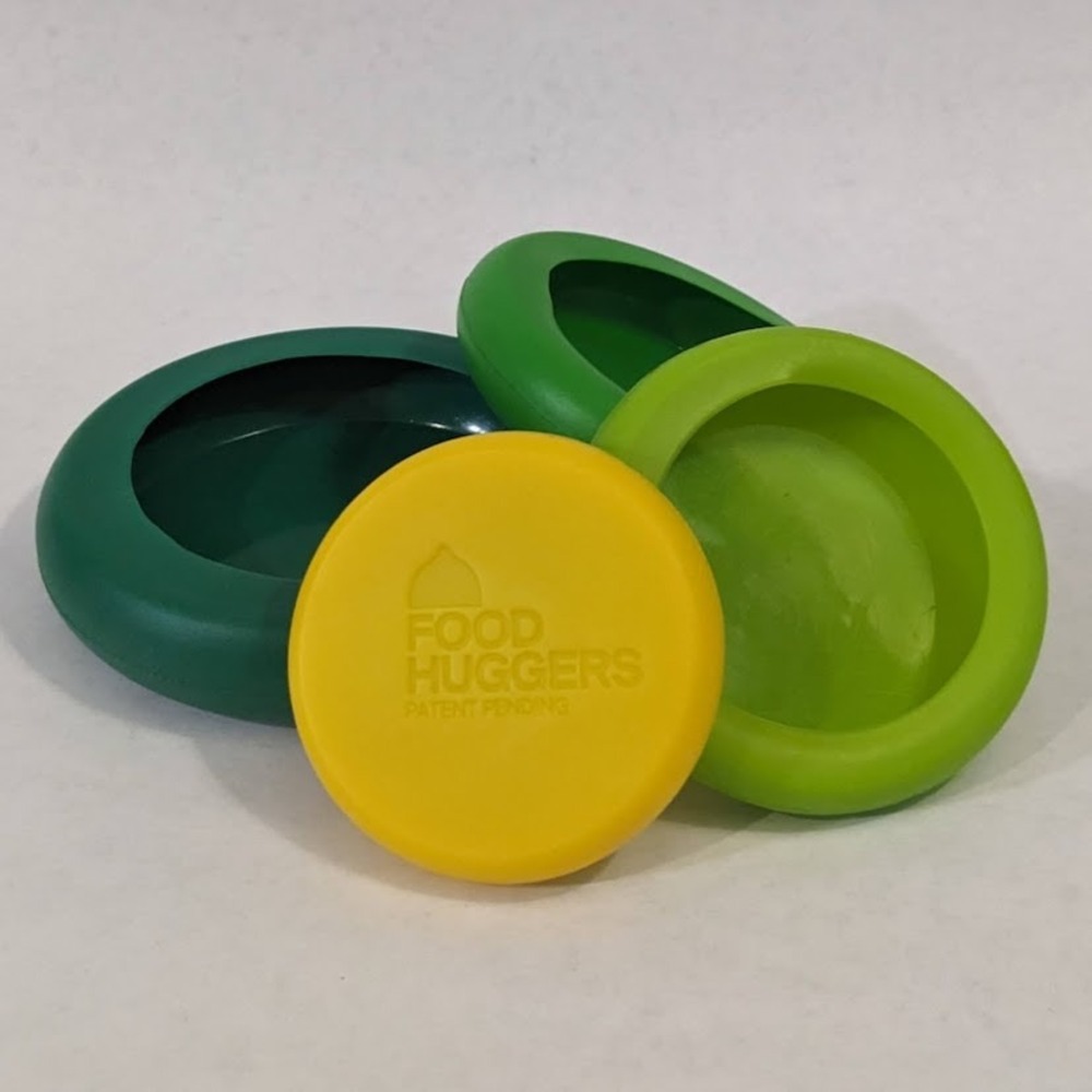 Food Huggers Reusable Silicone Food Savers Set of 4 Green Yellow Eco Friendly